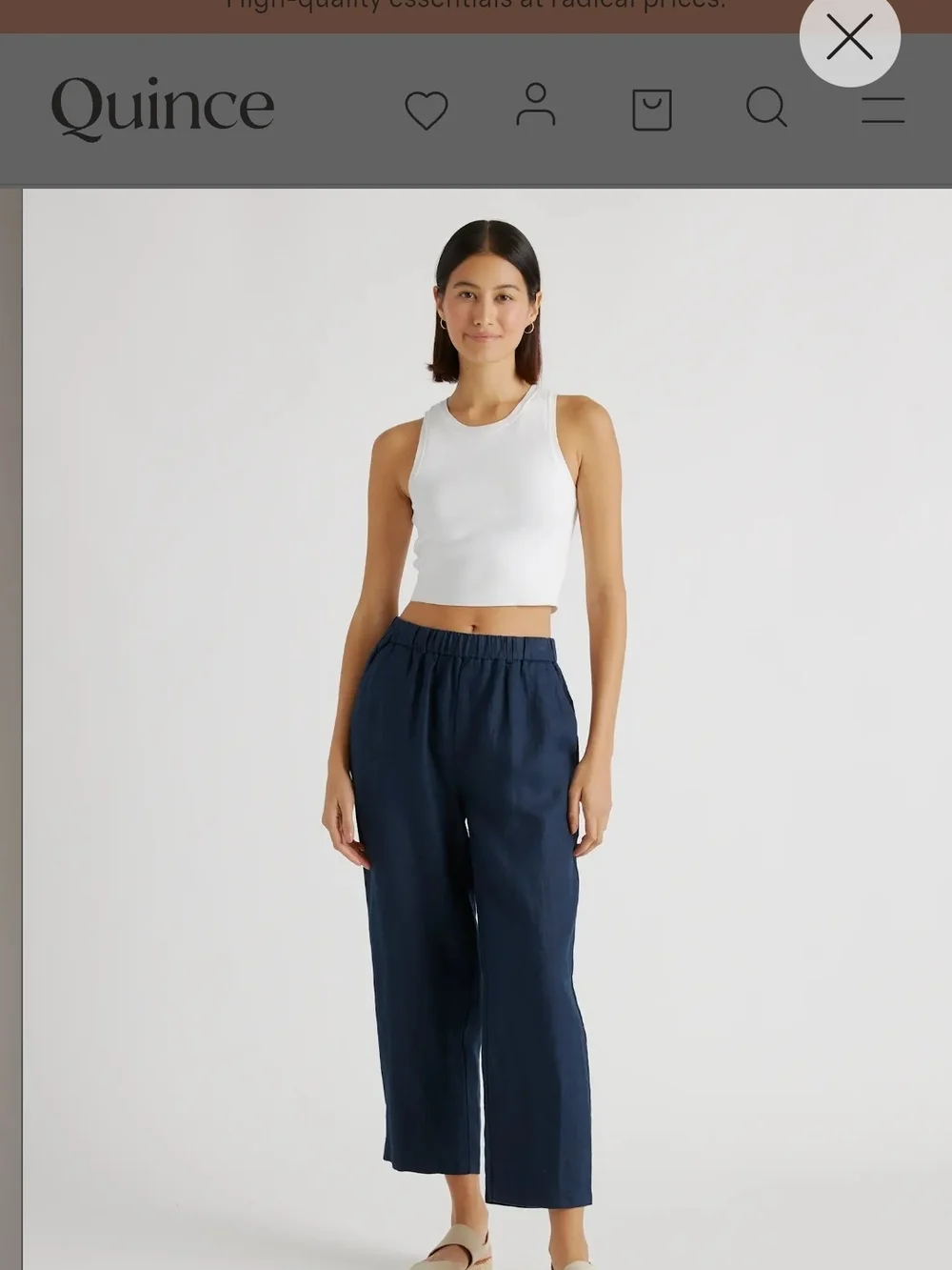 Quince Navy 100% European Linen Trouser Pants